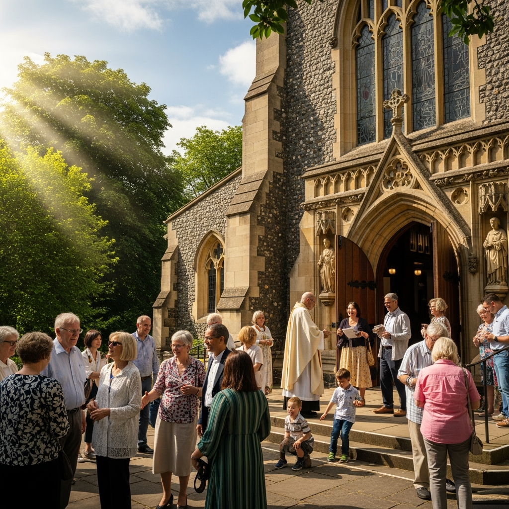Madonna Missionaries parishioners gathered outside the church
